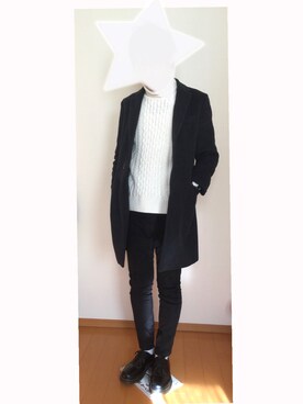 「ダニエルウェリントン」｜「アイテム（チェスターコート）」を使った、Eiji さん（メンズ・179cm）の冬コーディネート