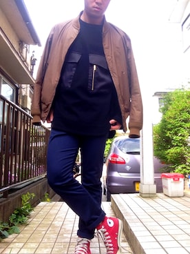 「Scye（サイ）のアイテム（ブルゾン）」を使った、kingyutaさん（メンズ・166cm）の春コーディネート