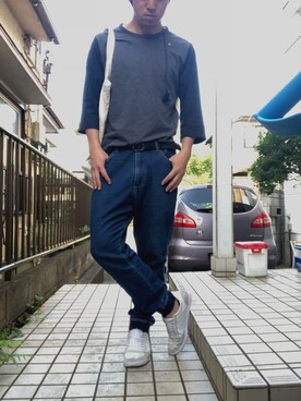 「08sircus（ゼロエイトサーカス）のアイテム（トップス）」を使った、kingyutaさん（メンズ・166cm）の夏コーディネート