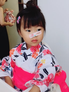 「90cm」｜「アイテム（浴衣）」を使った、ふーさん（キッズ・70cm）の夏コーディネート
