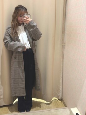 「スリット」｜「アイテム（トレンチコート）」を使った、すうさん（レディース・152cm）の春コーディネート