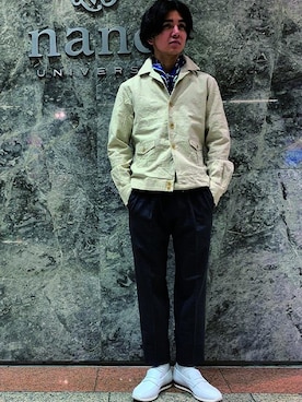 「NANO universe（ナノユニバース）のアイテム（ローファー）」を使った、NANO universeさん（メンズ・175cm）の春コーディネート