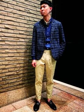 「NANO universe（ナノユニバース）のアイテム（ローファー）」を使った、NANO universeさん（メンズ・175cm）の春コーディネート