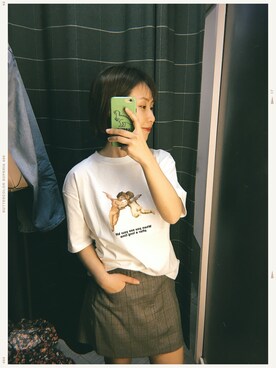 「PULL&BEAR（プルアンドベア）のアイテム（スカート）」を使った、youni酱酱さん（レディース・155cm）の冬コーディネート
