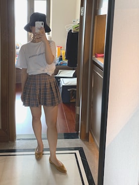 「MUJI Labo（ムジラボ）のアイテム（サンバイザー）」を使った、youni酱酱さん（レディース・155cm）の夏コーディネート