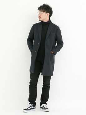 「URBAN RESEARCH Sonny Label（アーバンリサーチサニーレーベル）のアイテム（チェスターコート）」を使った、Sonny Label MENSさん（メンズ・174cm）の冬コーディネート