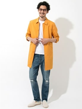 「URBAN RESEARCH Sonny Label（アーバンリサーチサニーレーベル）のアイテム（ステンカラーコート）」を使った、Sonny Label MENSさん（メンズ・186cm）の春コーディネート