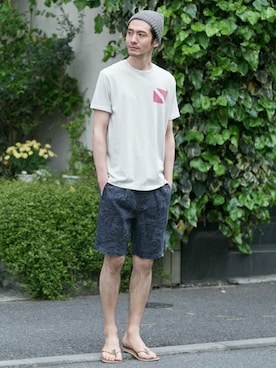 「URBAN RESEARCH Sonny Label（アーバンリサーチサニーレーベル）のアイテム（ハンチング/ベレー帽）」を使った、Sonny Label MENSさん（メンズ・186cm）の夏コーディネート