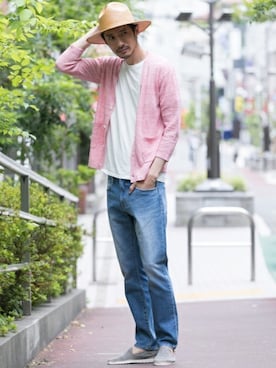 「URBAN RESEARCH Sonny Label（アーバンリサーチサニーレーベル）のアイテム（帽子）」を使った、Sonny Label MENSさん（メンズ・186cm）の春コーディネート