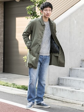 「URBAN RESEARCH Sonny Label（アーバンリサーチサニーレーベル）のアイテム（ステンカラーコート）」を使った、Sonny Label MENSさん（メンズ・178cm）の秋コーディネート