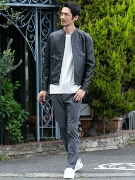「URBAN RESEARCH Sonny Label（アーバンリサーチサニーレーベル）のアイテム（ライダースジャケット）」を使った、Sonny Label MENSさん（メンズ・186cm）の秋コーディネート