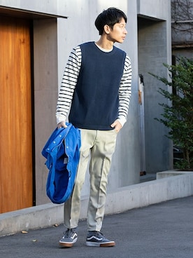 「URBAN RESEARCH Sonny Label（アーバンリサーチサニーレーベル）のアイテム（ベスト）」を使った、Sonny Label MENSさん（メンズ・178cm）の冬コーディネート