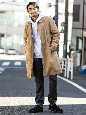 「URBAN RESEARCH Sonny Label（アーバンリサーチサニーレーベル）のアイテム（ステンカラーコート）」を使った、Sonny Label MENSさん（メンズ・178cm）の秋コーディネート