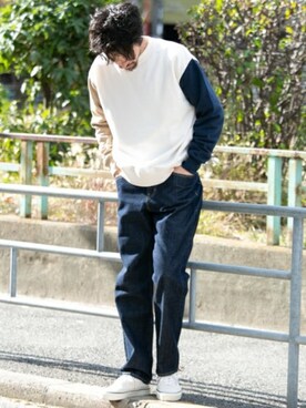 「URBAN RESEARCH Sonny Label（アーバンリサーチサニーレーベル）のアイテム（スウェット）」を使った、Sonny Label MENSさん（メンズ・178cm）の春コーディネート