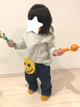 「ニコちゃん」｜「アイテム（その他）」を使った、suu☺︎さん（キッズ・80cm）の春コーディネート