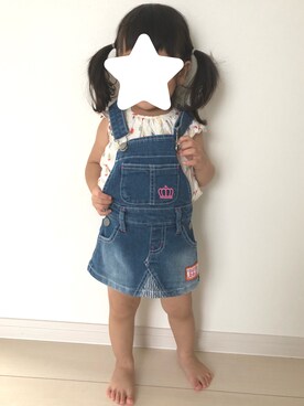 「アイスクリーム」｜「アイテム（オールインワン・サロペット）」を使った、suu☺︎さん（キッズ・80cm）の夏コーディネート