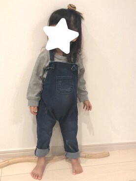 「ワッフル」｜「アイテム（サロペット/オーバーオール）」を使った、suu☺︎さん（キッズ・80cm）の秋コーディネート