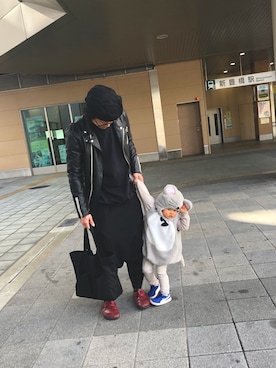 「DIGAWEL（ディガウェル）のアイテム（ライダースジャケット）」を使った、りさん（メンズ・172cm）の冬コーディネート
