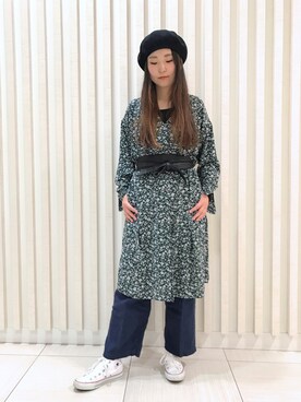 「コンバース ハイカット」｜「アイテム（ハンチング/ベレー帽）」を使った、yuiさん（レディース・161cm）の春コーディネート