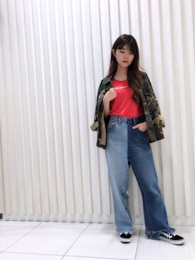 「red」｜「アイテム（カバーオール）」を使った、yuiさん（レディース・161cm）の夏コーディネート