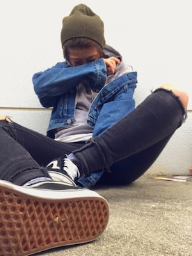 「UNIQLO（ユニクロ）のWOMEN ウルトラストレッチジーンズ（デニムパンツ）」を使った、acooochanさん（レディース・158cm）の冬コーディネート