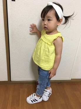 「ガールフレンドデニム」｜♥︎Ena◡̈♥︎さん（キッズ・80cm）の夏コーディネート