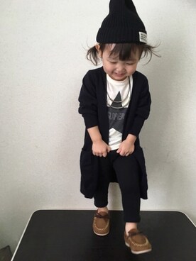 「eversince（エバーシンス）のアイテム（帽子）」を使った、♥︎Ena◡̈♥︎さん（キッズ・80cm）の秋コーディネート