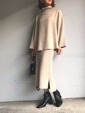 「ニットセットアップ」｜「アイテム（オールインワン・サロペット）」を使った、Junoさん（レディース・160cm）の冬コーディネート
