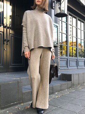 「ニットセットアップ」｜「アイテム（オールインワン・サロペット）」を使った、Junoさん（レディース・160cm）の冬コーディネート