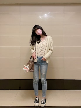 「flower」｜「アイテム（ジャケット/アウター）」を使った、軍♡さん（レディース・170cm）の春コーディネート