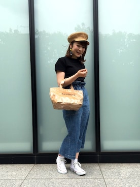 「KBF（ケイビーエフ）のアイテム（キャップ）」を使った、guchicoさん（レディース・160cm）の春コーディネート