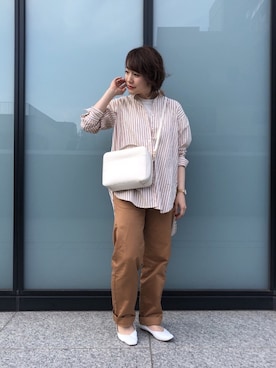 「アイテム（バッグ、ホワイト系）」を使った、guchicoさん（レディース・160cm）の春コーディネート