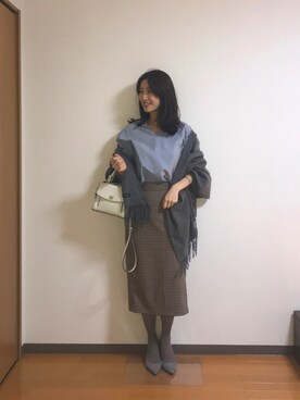 「アイテム（パンプス、グレー系）」を使った、choeさん（レディース・163cm）の冬コーディネート