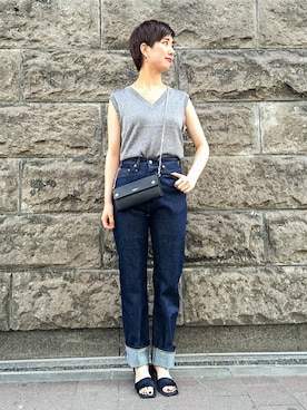 「UNITED ARROWS（ユナイテッドアローズ）のアイテム（ピアス（両耳用））」を使った、MARIKO KAMEDAさん（レディース・172cm）の夏コーディネート