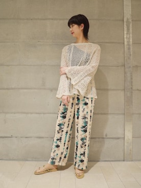 「アイテム（サンダル、ゴールド系）」を使った、MARIKO KAMEDAさん（レディース・172cm）の春コーディネート