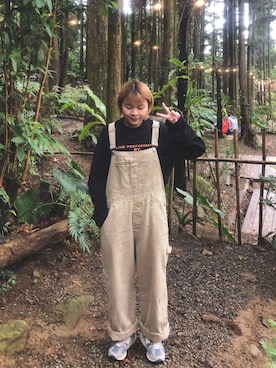 「Taiwan」｜「アイテム（サロペット/オーバーオール）」を使った、Eddyningさん（レディース・158cm）の冬コーディネート
