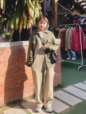 「Taiwan」｜「アイテム（サロペット/オーバーオール）」を使った、Eddyningさん（レディース・158cm）の春コーディネート