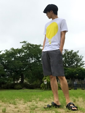 「NANO universe（ナノユニバース）のアイテム（キャスケット）」を使った、JUNKAPPLEさん（メンズ・169cm）の夏コーディネート