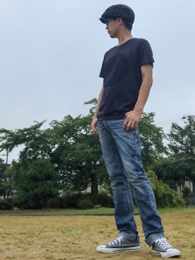 「NANO universe（ナノユニバース）のアイテム（キャスケット）」を使った、JUNKAPPLEさん（メンズ・169cm）の夏コーディネート