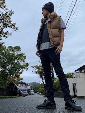 「goa（ゴア）のアイテム（帽子）」を使った、JUNKAPPLEさん（メンズ・169cm）の秋コーディネート