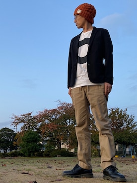 「ZIP FIVE（ジップファイブ）のアイテム（帽子）」を使った、JUNKAPPLEさん（メンズ・169cm）の秋コーディネート