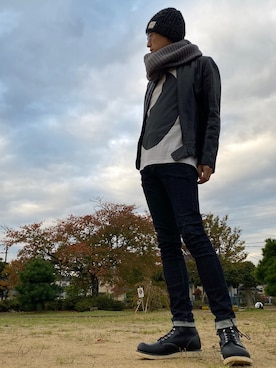 「goa（ゴア）のアイテム（帽子）」を使った、JUNKAPPLEさん（メンズ・169cm）の秋コーディネート