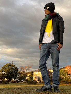 「goa（ゴア）のアイテム（帽子）」を使った、JUNKAPPLEさん（メンズ・169cm）の秋コーディネート