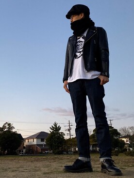 「NANO universe（ナノユニバース）のアイテム（キャスケット）」を使った、JUNKAPPLEさん（メンズ・169cm）の秋コーディネート