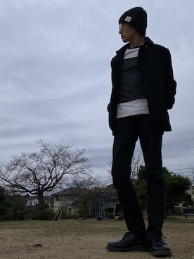 「goa（ゴア）のアイテム（帽子）」を使った、JUNKAPPLEさん（メンズ・169cm）の冬コーディネート