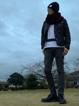 「goa（ゴア）のアイテム（帽子）」を使った、JUNKAPPLEさん（メンズ・169cm）の冬コーディネート