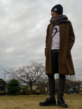 「goa（ゴア）のアイテム（帽子）」を使った、JUNKAPPLEさん（メンズ・169cm）の冬コーディネート