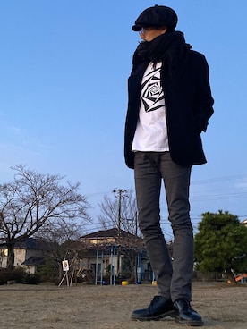 「NANO universe（ナノユニバース）のアイテム（キャスケット）」を使った、JUNKAPPLEさん（メンズ・169cm）の冬コーディネート