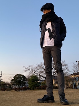 「NANO universe（ナノユニバース）のアイテム（キャスケット）」を使った、JUNKAPPLEさん（メンズ・169cm）の冬コーディネート
