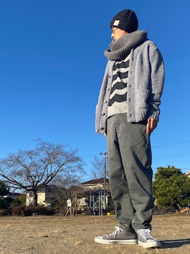 「goa（ゴア）のアイテム（帽子）」を使った、JUNKAPPLEさん（メンズ・169cm）の冬コーディネート